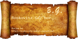 Boskovitz Gábor névjegykártya